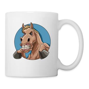 Pferd Wütend und Zeigt Zähne - Tasse - Weiß - Rechts