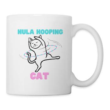 Hula Hooping Cat - Drôle de chat de danse - Mug blanc - blanc - Droite