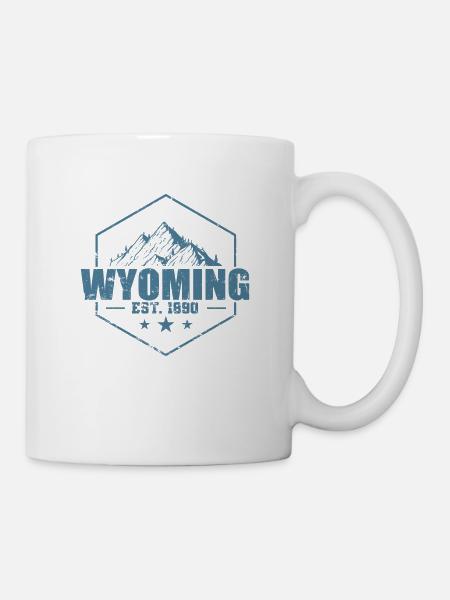 Wyoming Est. 1890 USA Amerika Bundesstaat - Tasse - Weiß