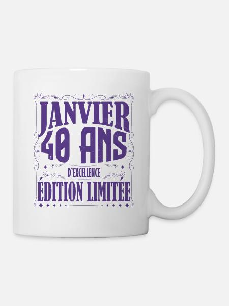 Janvier 40 ans. Cadeau 40 ans janvier anniversaire - Mug blanc - blanc
