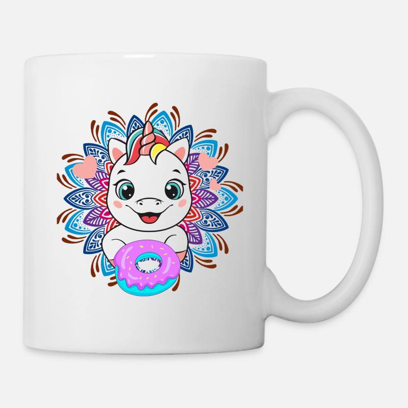 Bébé licorne gourmand de donuts - Mug blanc - blanc
