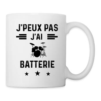 j'peux pas j'ai batterie batteur - Mug blanc - blanc - Droite