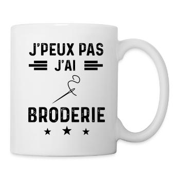 j'peux pas j'ai broderie couture - Mug blanc - blanc - Droite