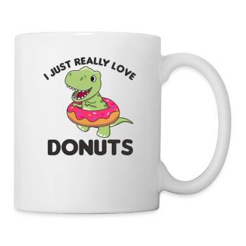 Süßer Dino T-Rex lustige Tiere in Donut Wortspiel - Tasse - Weiß - Rechts