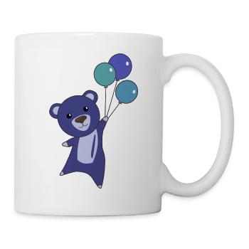 Bear blue flies with balloons cute animals bears - Mug - white - Right