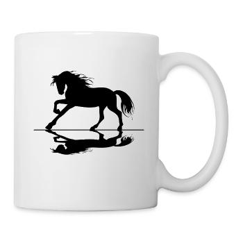 Pferdemotiv, für Reiter und Pferdefreunde. Reiten - Tasse - Weiß - Rechts
