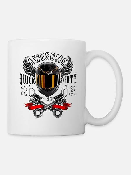 Génial depuis 2003, anniversaire du motard - Mug blanc - blanc
