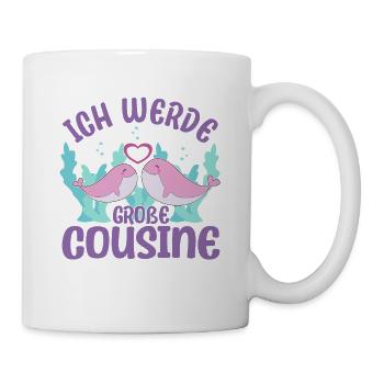 Cousine Ich werde große Cousine Cousinen Wal - Tasse - Weiß - Rechts