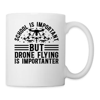 L’école est importante, mais le vol de drone est important - Mug blanc - blanc - Droite