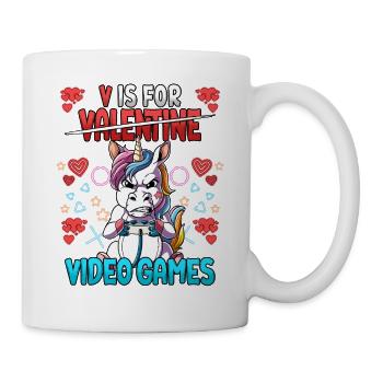 V est pour les jeux vidéo Valentine’s Day Gamer - Mug blanc - blanc - Droite