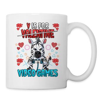 V est pour les jeux vidéo Valentine’s Day Gamer - Mug blanc - blanc - Droite
