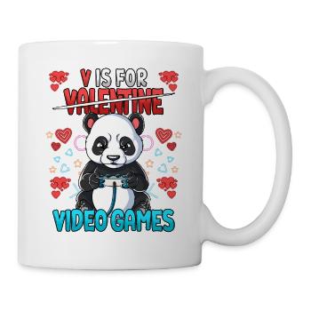 V Is For Video Games Valentinstag Gamer - Tasse - Weiß - Rechts