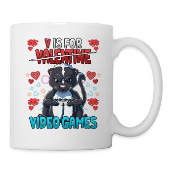 V Is For Video Games Valentinstag Gamer - Tasse - Weiß - Rechts