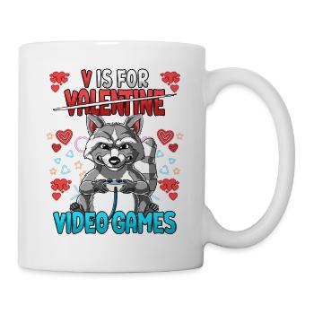 V Is For Video Games Valentinstag Gamer - Tasse - Weiß - Rechts