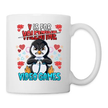 V Is For Video Games Valentinstag Gamer - Tasse - Weiß - Rechts