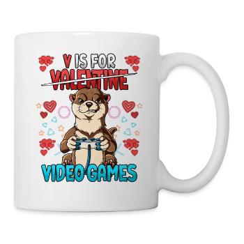 V Is For Video Games Valentine's Day Gamer - Mug - white - Right