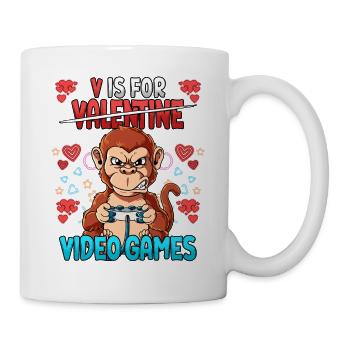 V Is For Video Games Valentinstag Gamer - Tasse - Weiß - Rechts