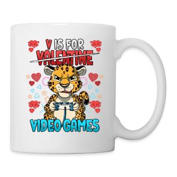 V Is For Video Games Valentinstag Gamer - Tasse - Weiß - Rechts