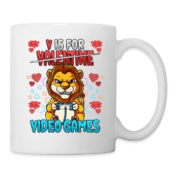 V Is For Video Games Valentinstag Gamer - Tasse - Weiß - Rechts