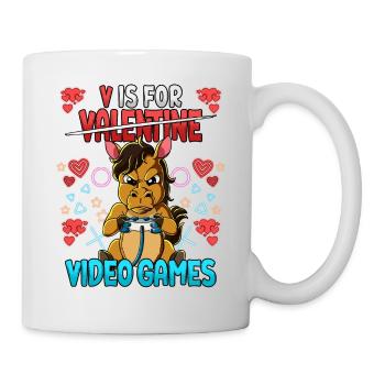 V Is For Video Games Valentinstag Gamer - Tasse - Weiß - Rechts