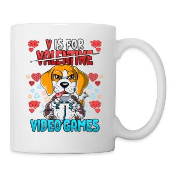 V Is For Video Games Valentine's Day Gamer - Mug - white - Right