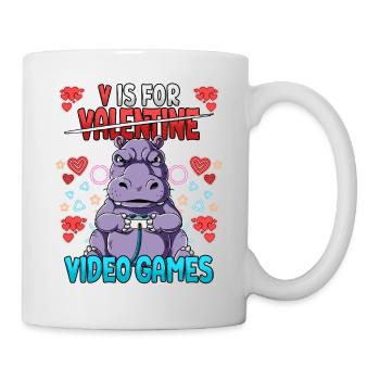 V Is For Video Games Valentinstag Gamer - Tasse - Weiß - Rechts