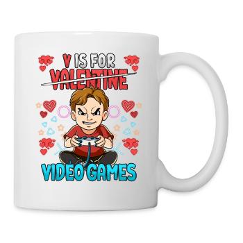 V Is For Video Games Valentinstag Gamer - Tasse - Weiß - Rechts