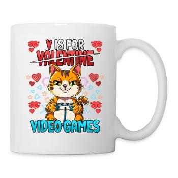 V Is For Video Games Valentinstag Gamer - Tasse - Weiß - Rechts