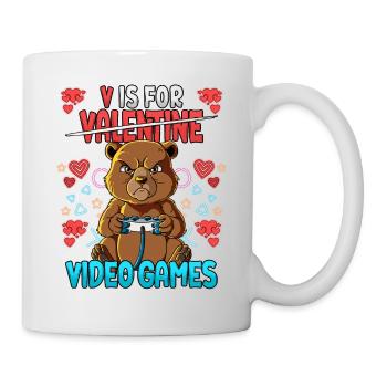 V Is For Video Games Valentinstag Gamer - Tasse - Weiß - Rechts