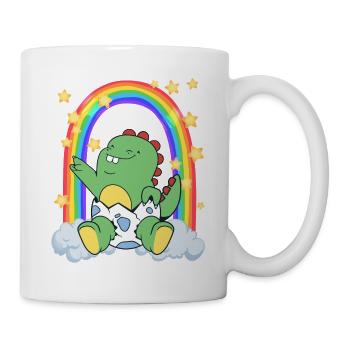 Baby Dino LGBTQ Regenbogen Pride Diversity - Tasse - Weiß - Rechts