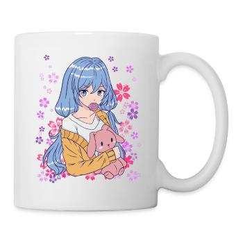 Anime Mädchen Manga Blumenwiese Geschenkidee - Tasse - Weiß - Rechts