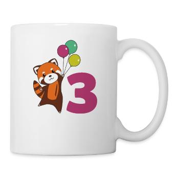 Roter Panda dritter Geburtstag Luftballons Kinder - Tasse - Weiß - Rechts