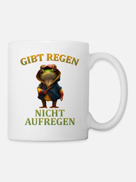Regen Frosch Wetterfrosch - Tasse - Weiß