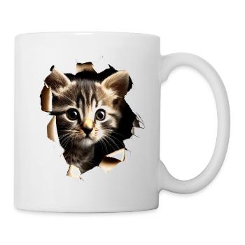 Katzen Motiv Kunst Cat Design Hauskatze Miau Katze - Tasse - Weiß - Rechts
