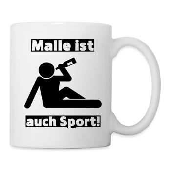 Malle ist auch Sport! Party, Mallorca, JGA! - Tasse - Weiß - Rechts
