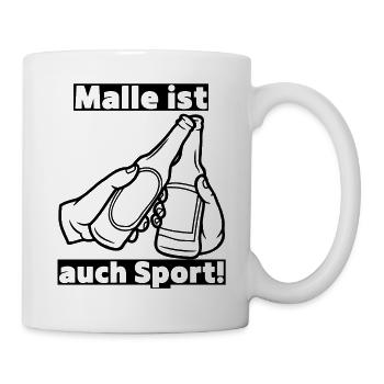 Malle ist auch Sport! Party, Mallorca, JGA! - Tasse - Weiß - Rechts