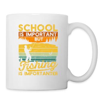 L’école amusante est importante, mais la pêche est toujours - Mug blanc - blanc - Droite