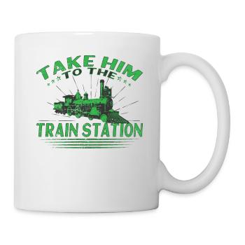 Train and USA flag I'm still playing with train - Mug - white - Right