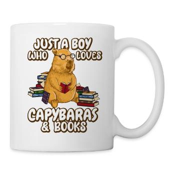 Just a boy who loves Capybaras and books - Tasse - Weiß - Rechts