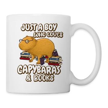 Just a boy who loves Capybaras and books - Tasse - Weiß - Rechts