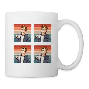 Meine 4 Stimmungen Kaffee Mann - Tasse - Weiß - Rechts