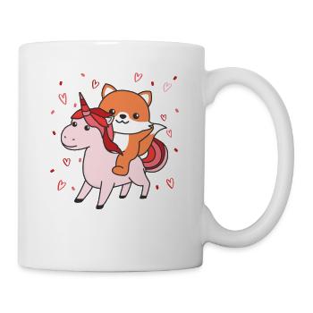 Fox with unicorn hearts favorite animal heart - Mug - white - Right