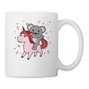 Mouse with unicorn hearts favorite animal heart - Mug - white - Right