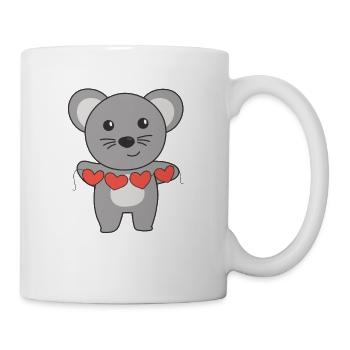 Souris pour la Saint-Valentin animaux mignons avec des cœurs - Mug blanc - blanc - Droite
