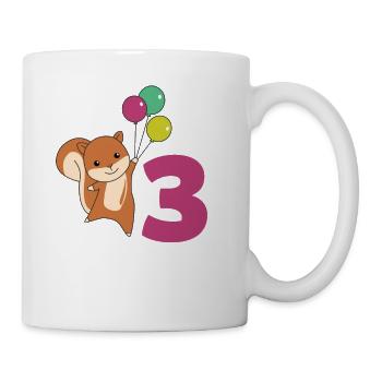 Eichhörnchen dritter Geburtstag Luftballons Kinder - Tasse - Weiß - Rechts