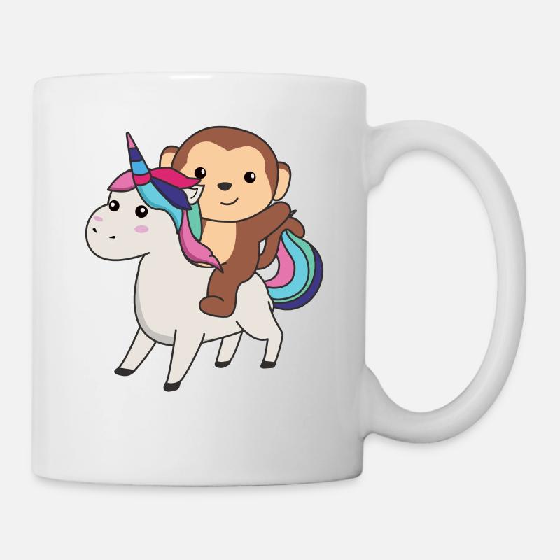 Affe Einhorn süße Tiere Einhörner Affen - Tasse - Weiß