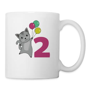 Ballons de deuxième anniversaire de chat pour enfants - Mug blanc - blanc - Droite