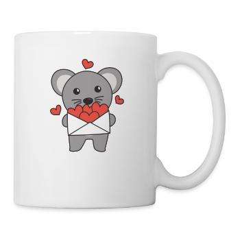 Souris pour la Saint-Valentin animaux mignons avec des cœurs - Mug blanc - blanc - Droite