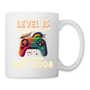 2008 Level 15 Jahre Gaming 15er 15 Geburtstag - Tasse - Weiß - Rechts