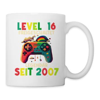 2007 Level 16 Jahre Gaming 16er 16 Geburtstag - Tasse - Weiß - Rechts